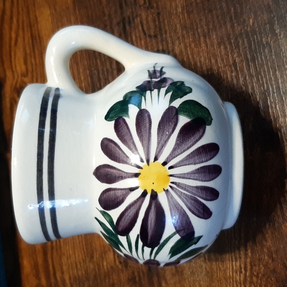 Vintage Mexico hand printed Purple Floral Ceramic Mug - Picture 9 of 9
